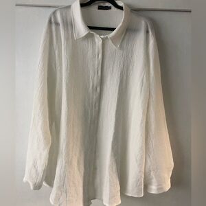 Gauzy White button down shirt Pretty Little Thing
